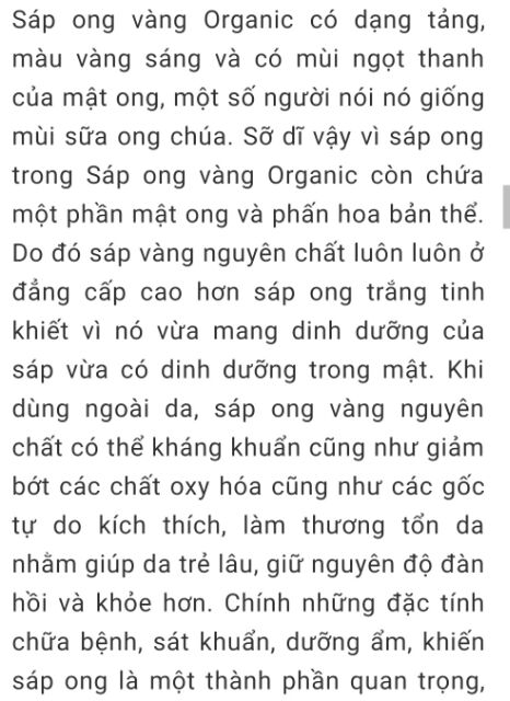 Sáp ong vàng organic