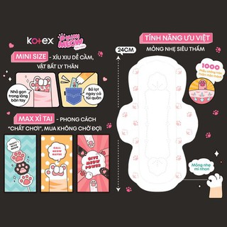 Bán Buôn Băng Vệ Sinh Kotex MInimeow 8 miếng * 24cm