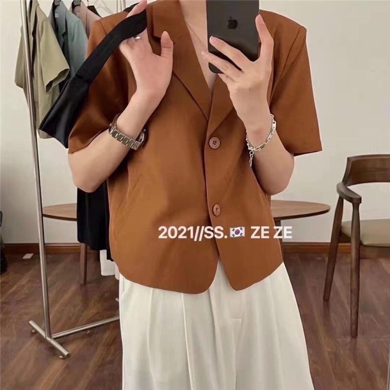 Áo vest ngắn tay dáng ngắn phong cách Hàn Quốc
