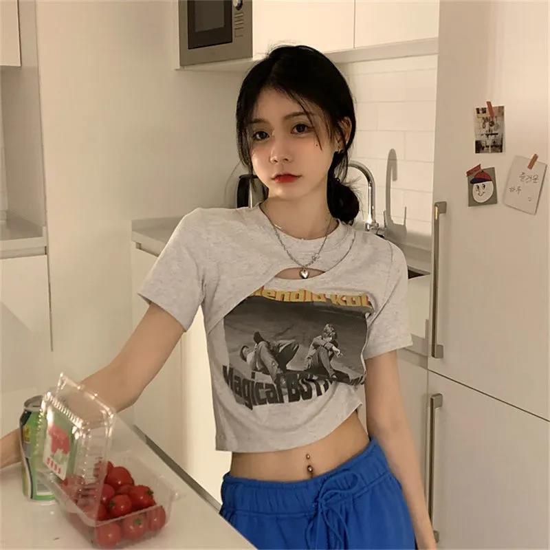 Áo Thun Tay Ngắn Dáng Ôm Màu Xám Thiết Kế Ngọt Ngào Thời Trang Cho Nữ áo phông nữ  JL-TX-36