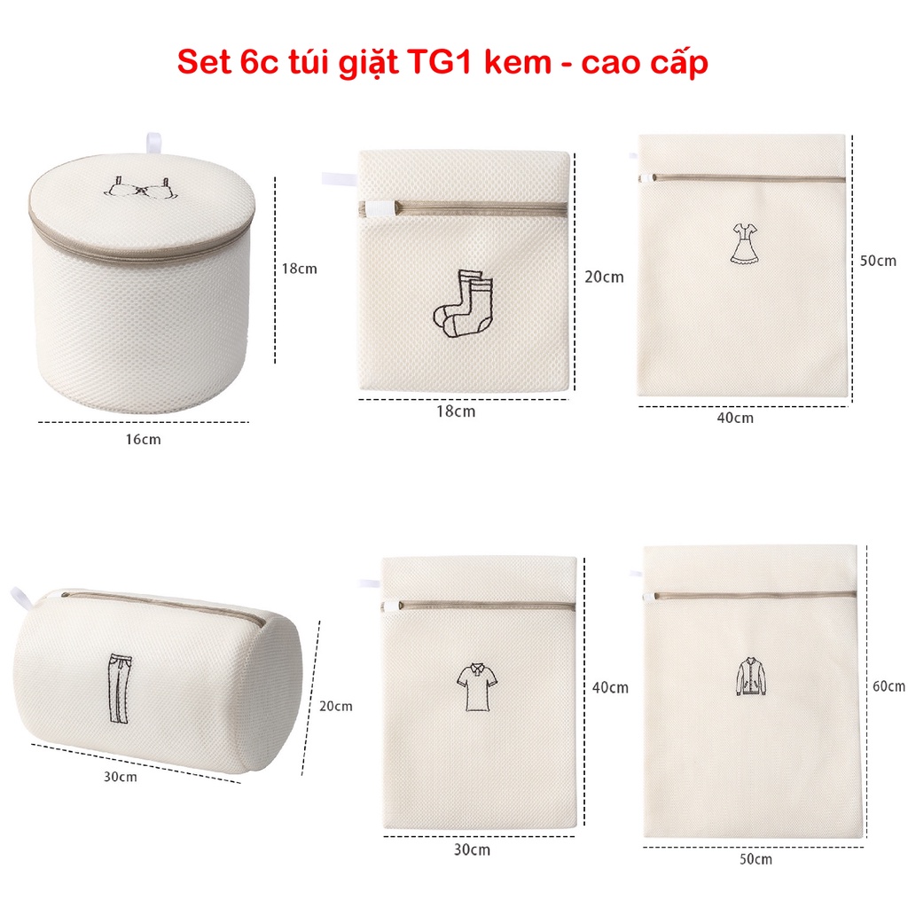 Combo 6 túi giặt 3 lớp bảo vệ quần áo, đồ lót dùng cho máy giặt cao cấp Amalife