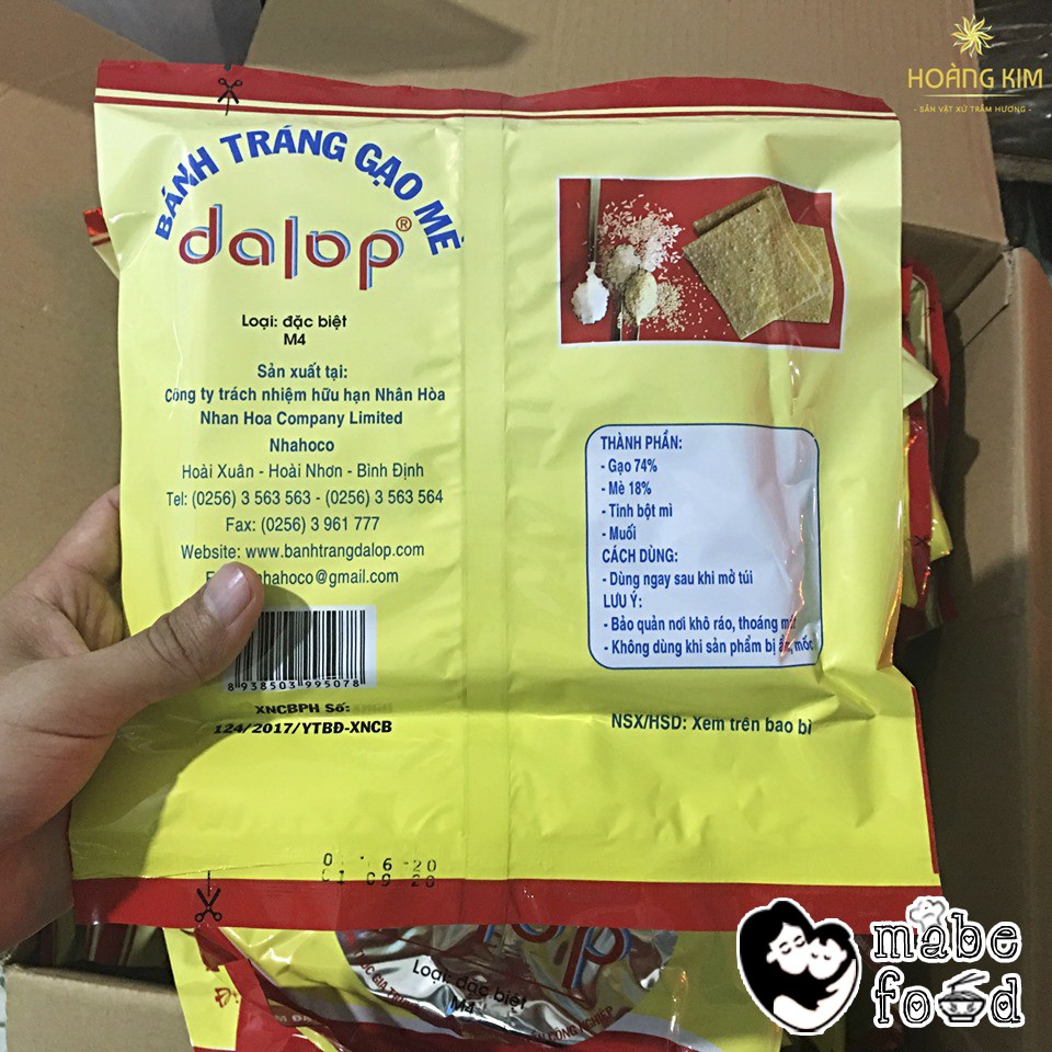 Bánh tráng nướng gạo mè Dalop nướng sẵn thơm ngon, ăn vặt 1 bịch 4 miếng, Mabe Food | BigBuy360 - bigbuy360.vn