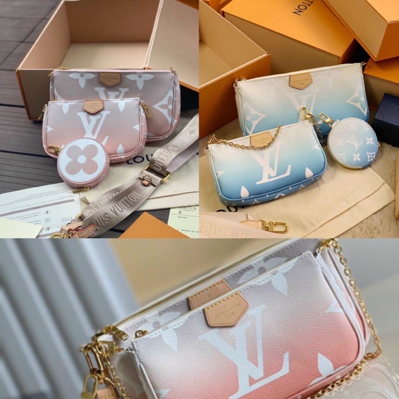 Set LV Multi Pochette Accessories fullbox sổ thẻ màu pastel mê mệt