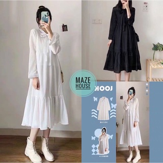 Váy babydoll nơ ngực 💖Freeship💖 Đầm babydoll nữ tay bồng dáng suông, tiểu thư - Maze House