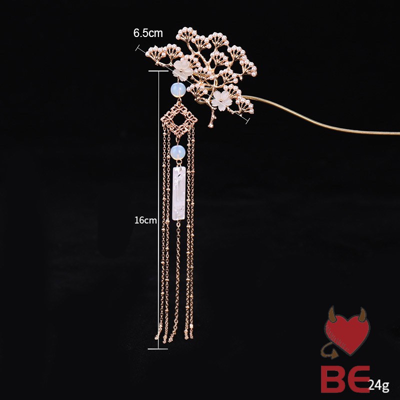 YADORNOS Trâm cài tóc đính hoa và ngọc trai nhân tạo phong cách Trung Quốc