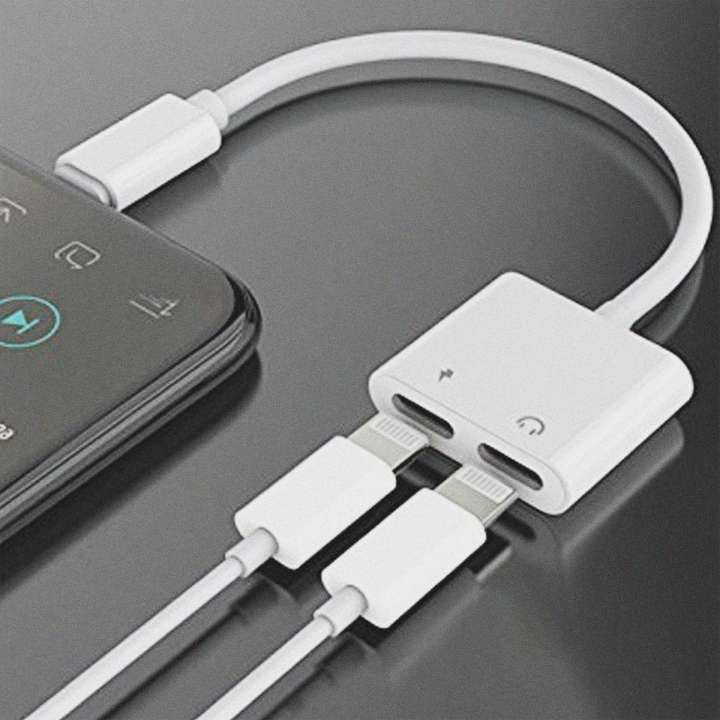 Jack/ Cáp chuyển đổi 2 in 1 vừa sạc vừa cắm tai nghe 2 cổng lightning dành cho iphone