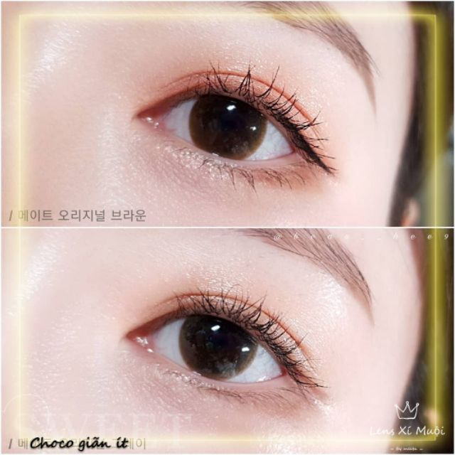 Lens nâu choco giãn ít/giãn to có cận (0-6 độ)