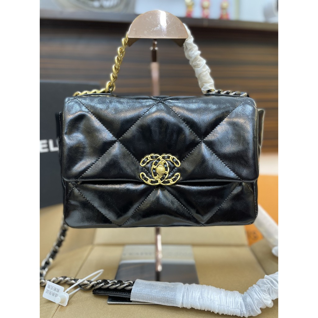 Túi super da nhăn nắp gập dây xích size 26cm