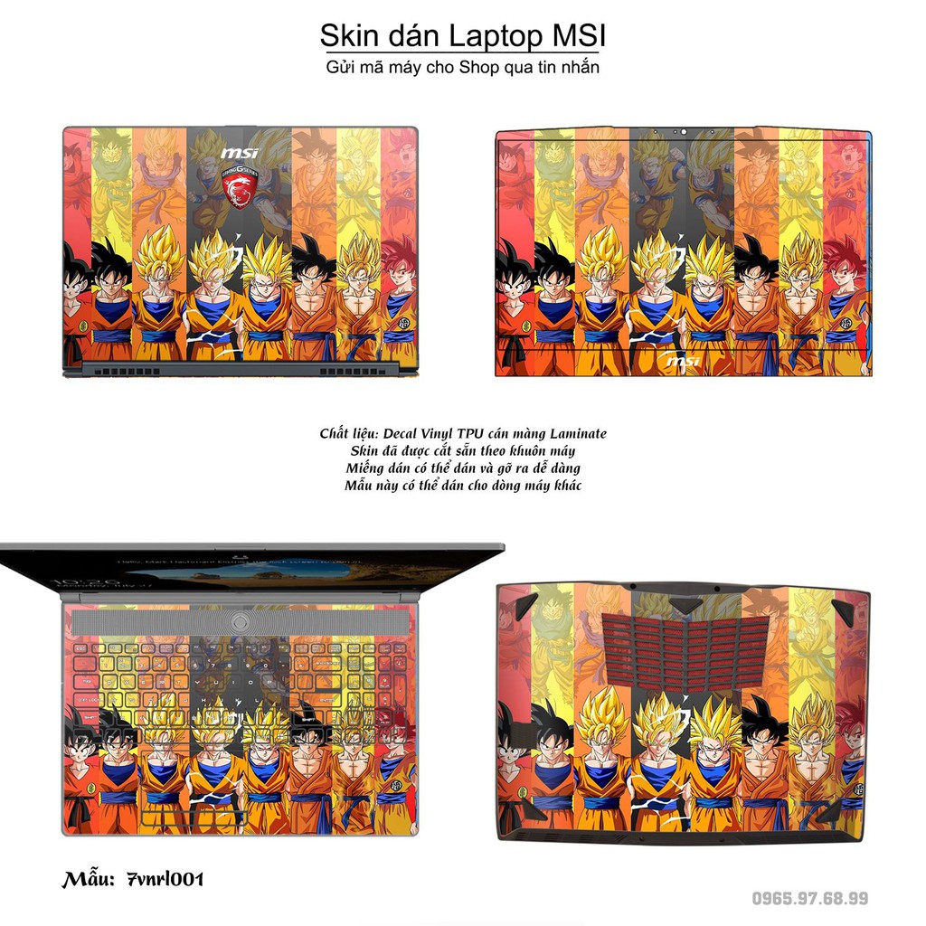 Skin dán Laptop MSI in hình Dragon Ball (inbox mã máy cho Shop)