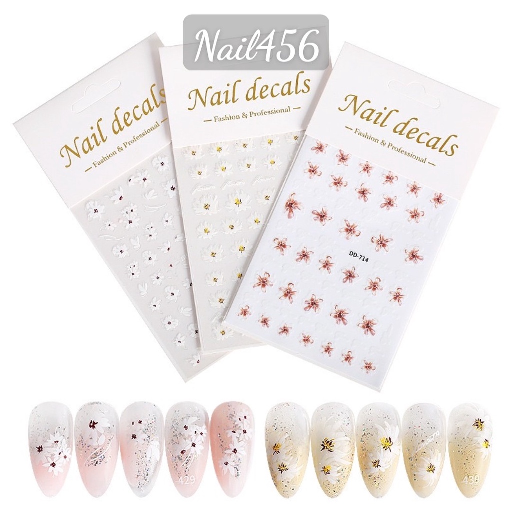 Sticker 3d dán móng tay nail mẫu mới 2022 hình hoa