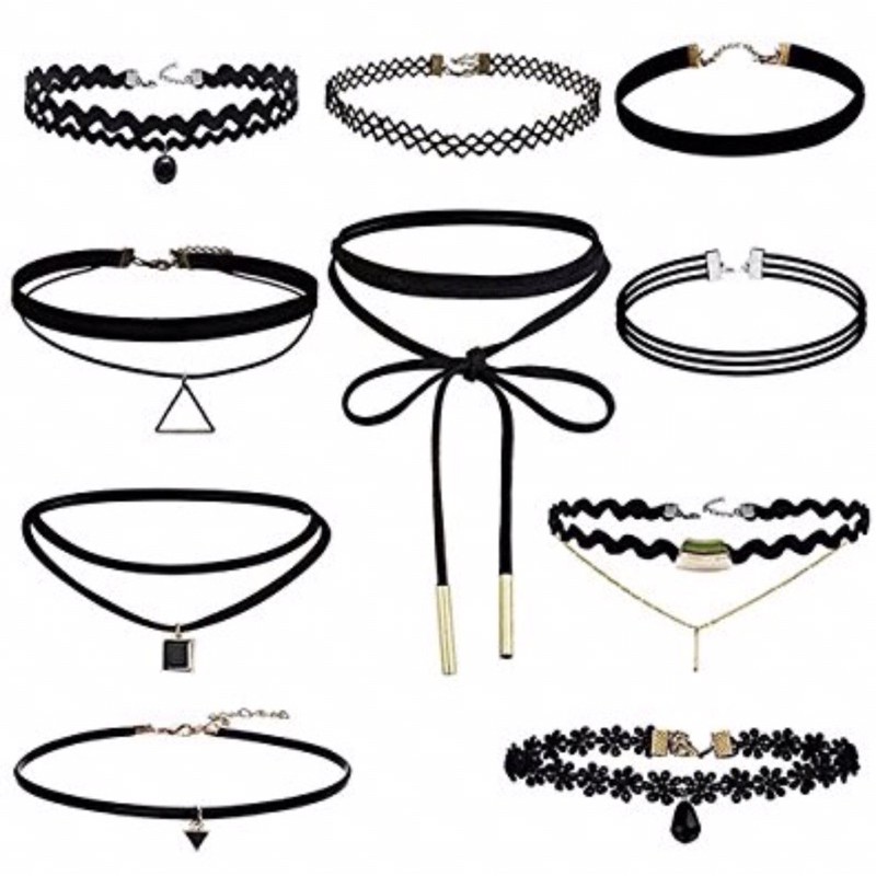 Bộ vòng cổ choker tattoo 12 chiếc thời trang