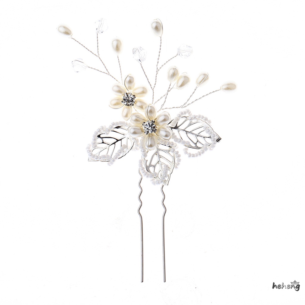 Trâm Cài Tóc Chữ U Hình Chiếc Lá Đính Ngọc Trai Giả Thời Trang Dành Cho Nữ