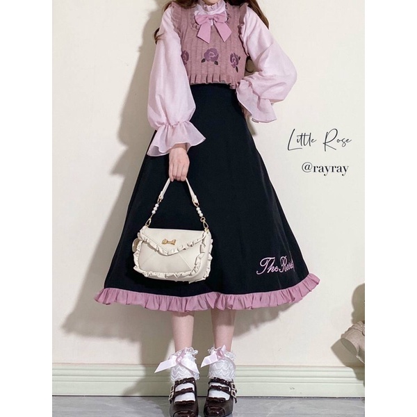 YAS0810-Set áo váy hoa hồng nhỏ