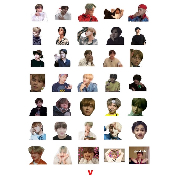 Combo sticker BTS theo từng thành viên siêu cute mlem mlem cắt sẵn