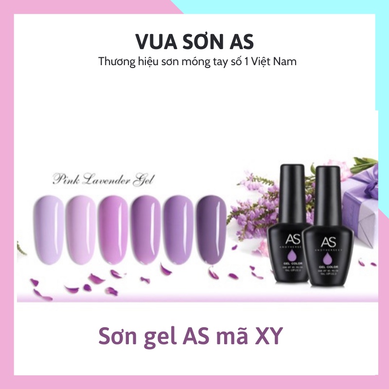 Sơn móng tay gel Sơn gel AS dùng máy hơ gel sơn nail tone tím lavender VUA SƠN AS mã XY 15ml