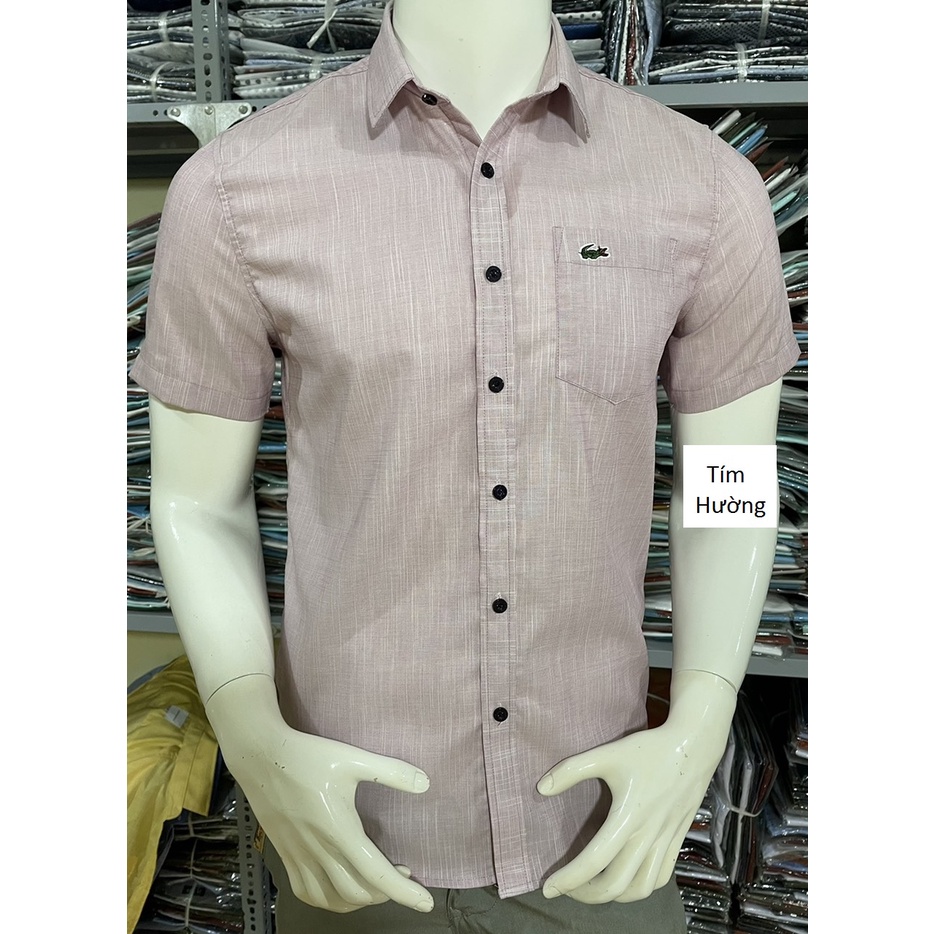 ÁO SƠ MI NAM TAY NGẮN CÔNG SỞ TRƠN VẢI LINEN MỀM MÁT