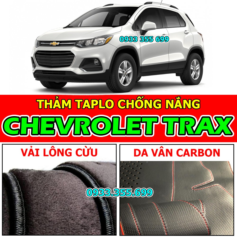 Thảm Taplo CHEVROLET TRAX bằng Nhung lông Cừu, Da vân Carbon hoặc Da vân Gỗ