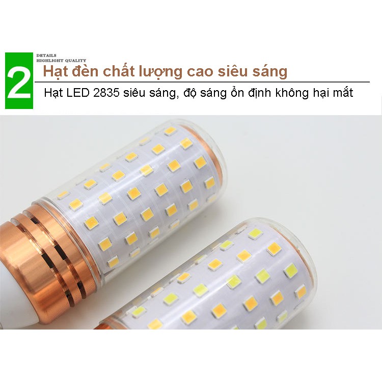 Bóng đèn Led 16W đui xoáy E27 ánh sáng trắng, chiếu sáng chụp ảnh, dùng trang trí phòng