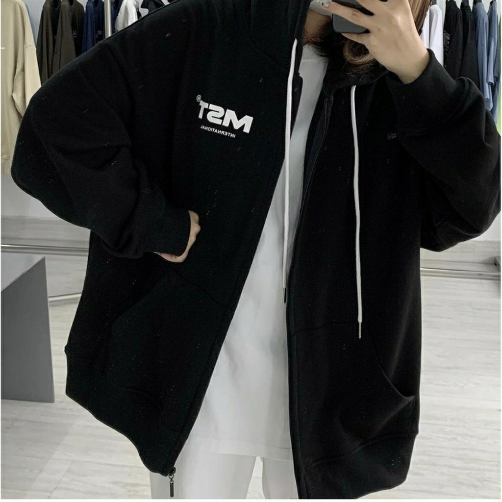 áo khoác hoodie thêu chữ MST nhiều màu phom rộng