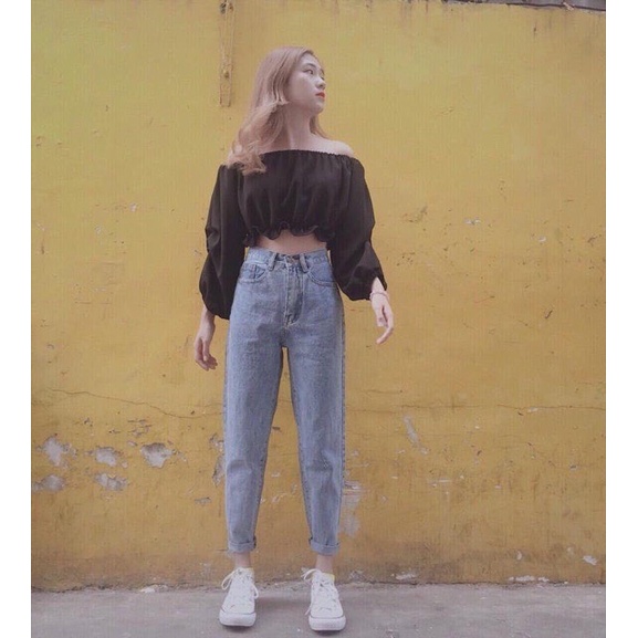 Quần baggy nữ quần bò jeans nữ cạp cao 1 khuy PDShop | BigBuy360 - bigbuy360.vn