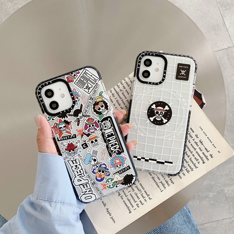 Cartoon sign Manhua style One Piece's Banner Phone Case Casing IPhone 11 12 Pro Max X Xs Max XR 8 7 Plus Casetify  Ốp lưng iphone viền trong chống ố 