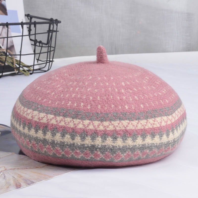 Nón Beret Len Kẻ Sọc Vuông Thời Trang Thu Đông | BigBuy360 - bigbuy360.vn