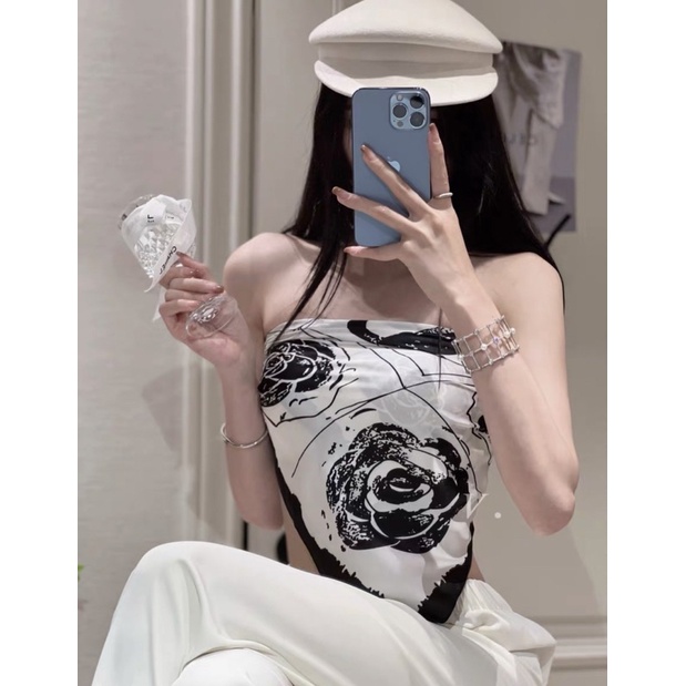 Khăn turban in hình hoa trà đa năng size 70x70cm