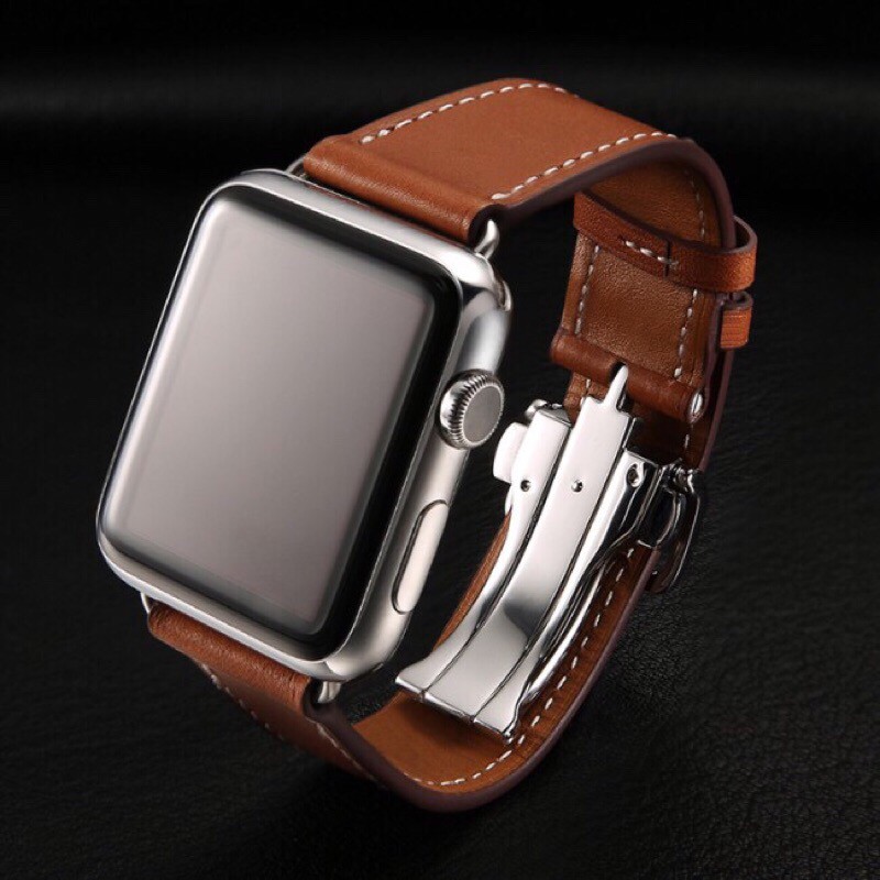 Hermès Dây đeo bằng da cho đồng hồ thông minh apple watch 5 4 3 2 1