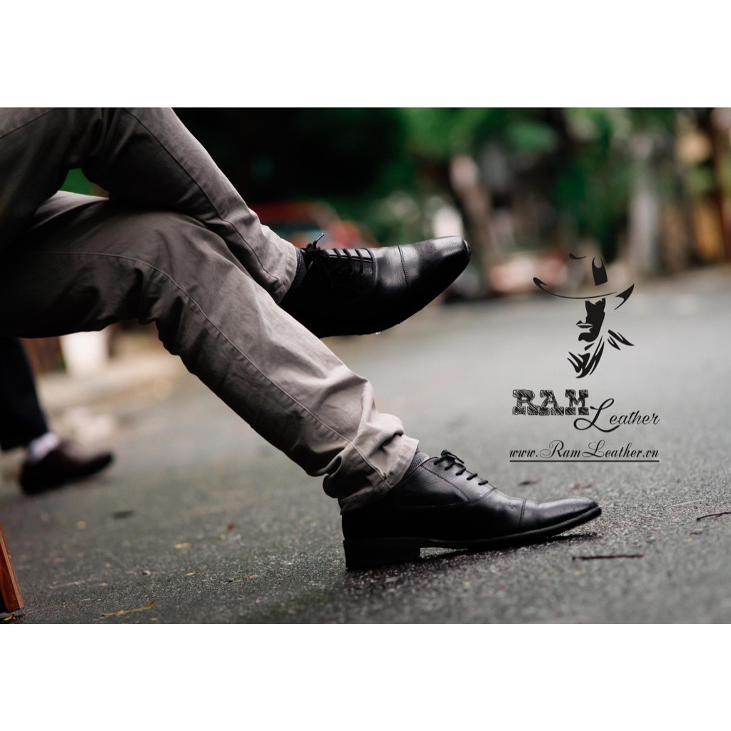 Giày Công Sở Oxford Da Bò Đen Tuyền - Chính Hãng RAM Leather