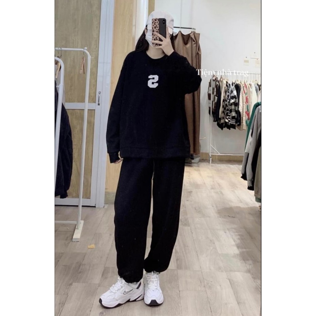 Quần Jogger Bo Gấu Dáng Thụng Vải Len Tăm