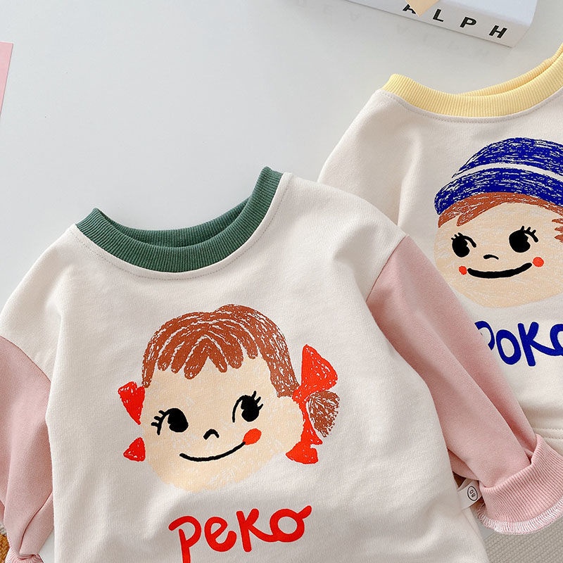 Áo Sweater In Họa Tiết Hoạt Hình Phối Màu Tương Phản Thời Trang Mùa Xuân Cho Bé