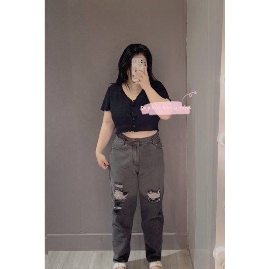 Quần jeans baggy bigsize rách gối