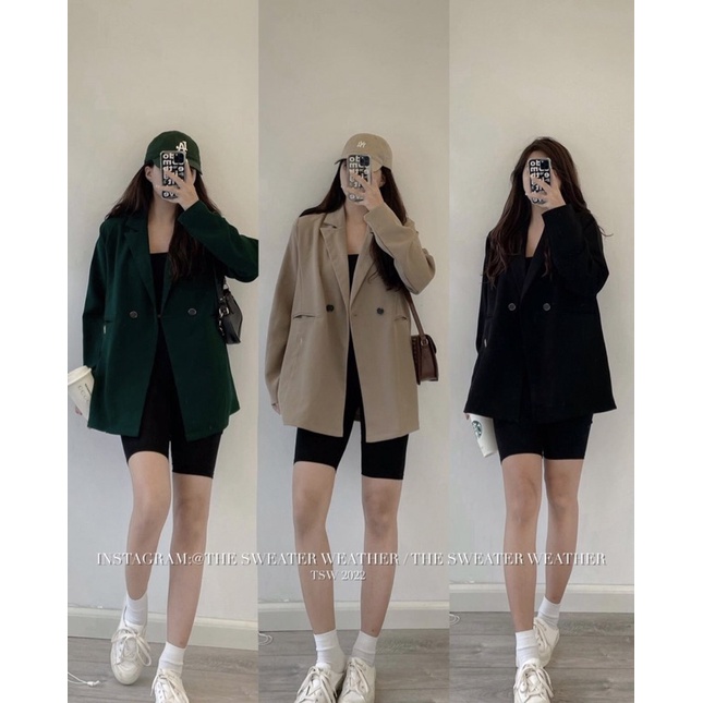 [ Ảnh thật ] Áo khoác blazer nữ dáng dài 2 cúc màu siêu hot hit phong cách hàn quốc