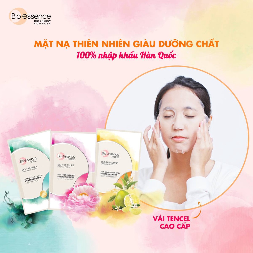 Combo 2 miếng mặt nạ dưỡng da tươi trẻ Bio-essence Skin Soothing Mask mẫu đơn hoàng cung 20ml/cái