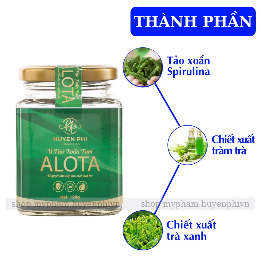 Ủ Tảo Xoắn Tươi Alota Huyền Phi - 100% Tảo Tươi, Dưỡng Trắng, Cấp Ẩm, Tái Tạo Da