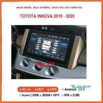 Bộ Màn hình androi+ mặt dưỡng cho xe TOYOTA INNOVA 2018-2020,Đầu DVD toyota lắp zin cho Innova có giắc zin đi kèm.