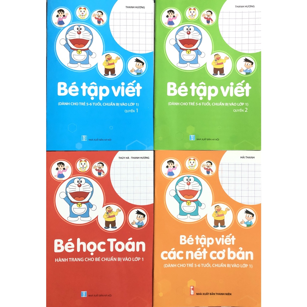 Sách - combo 4 cuốn Bé tập viết, bé học toán (Dành cho trẻ 5-6 tuổi, chuẩn bị vào lớp 1) (4 cuốn)