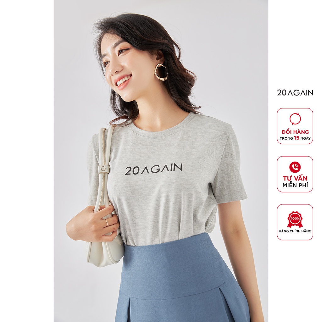 [Mã WABRAG442 giảm 12% đơn 250K] Áo phông nữ ngắn tay cổ tròn in chữ 20AGAIN, cotton co giãn freesize ATA2068