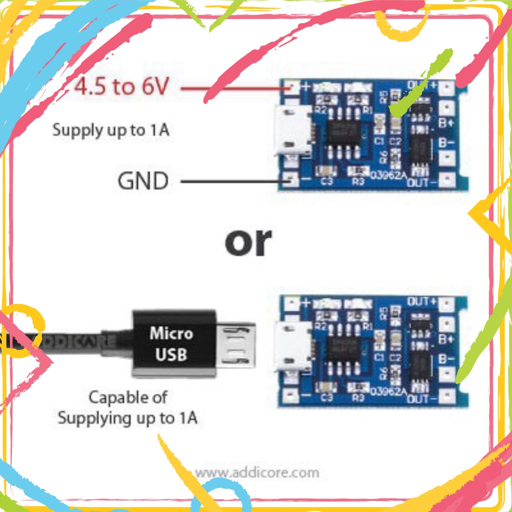 QP MCV Mạch Sạc 1S Pin Lithium - Li-ion - 18650 TP4056 với kiểm soát an ninh Pin 2