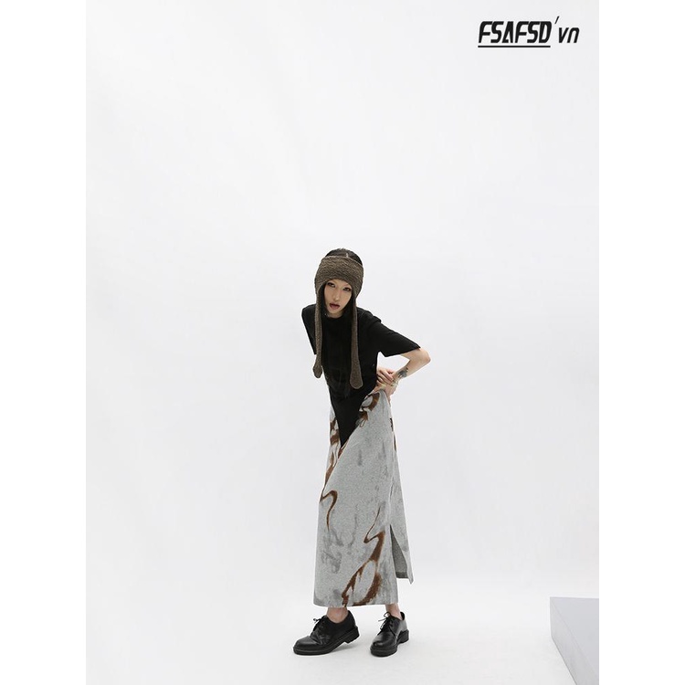 Chân Váy Chữ a Lưng Cao Xẻ Tà In Họa Tiết Xinh Xắn Dành Cho Nữ