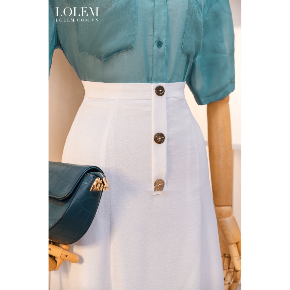 Chân váy dáng dài LOLEM CVX328 dáng xòe phong cách vintage đính khuy cách điệu thanh lịch