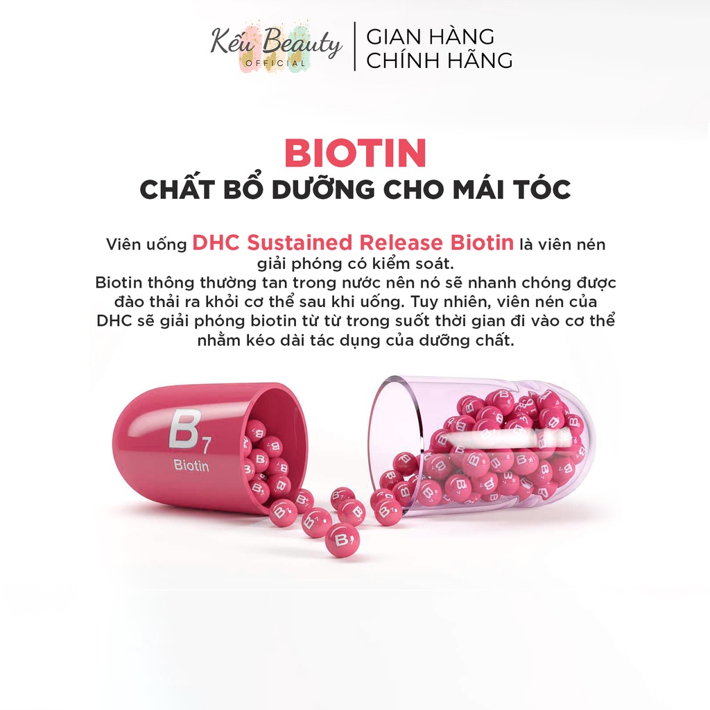 Viên uống biotin DHC Sustained Release Biotin nuôi dưỡng và kích thích mọc tóc 30 ngày (30 viên)