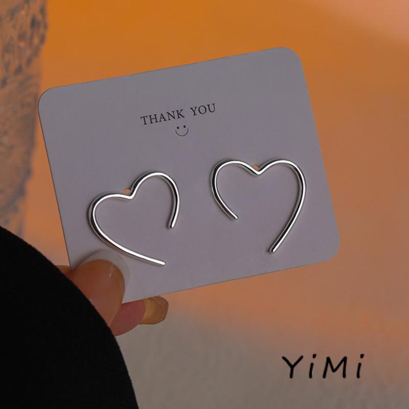 Bông tai mạ bạc S925 hình trái tim đơn giản