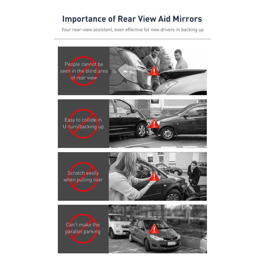 Gương tăng góc rộng cho xe hơi - Baseus 1 Pair Car Blind Rearview Auxiliary Mirror High-Definition Large View Wide | BigBuy360 - bigbuy360.vn