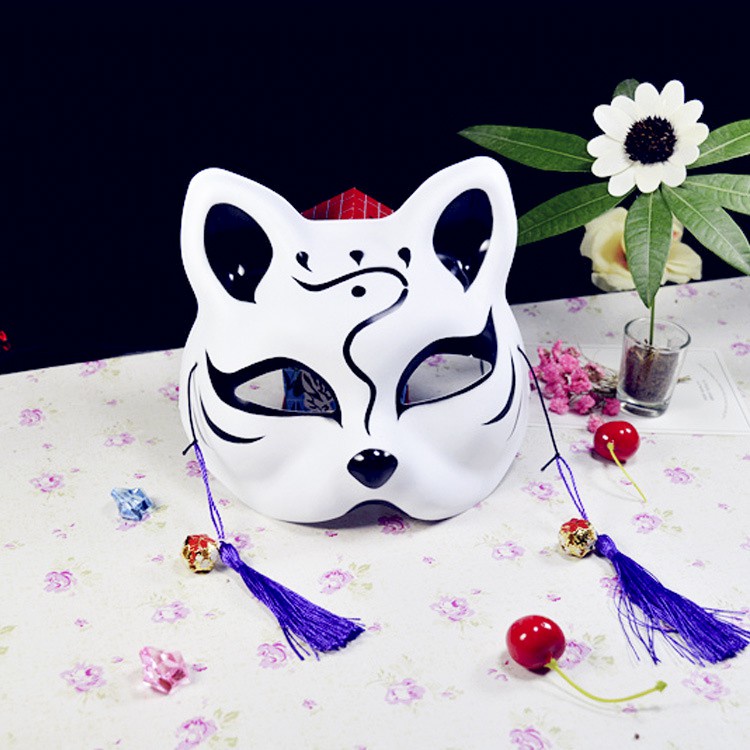 Mask fox_cosplay) Mặt nạ mèo/Mặt nạ cáo/Vẽ sẵn Mặt Nạ Mèo Thần Tài Mặt Nạ Hồ ly, mặt nạ mèo thủ công