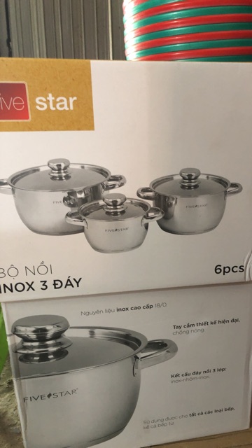 Bộ nồi 3 đáy vùng inox FIVE STAR