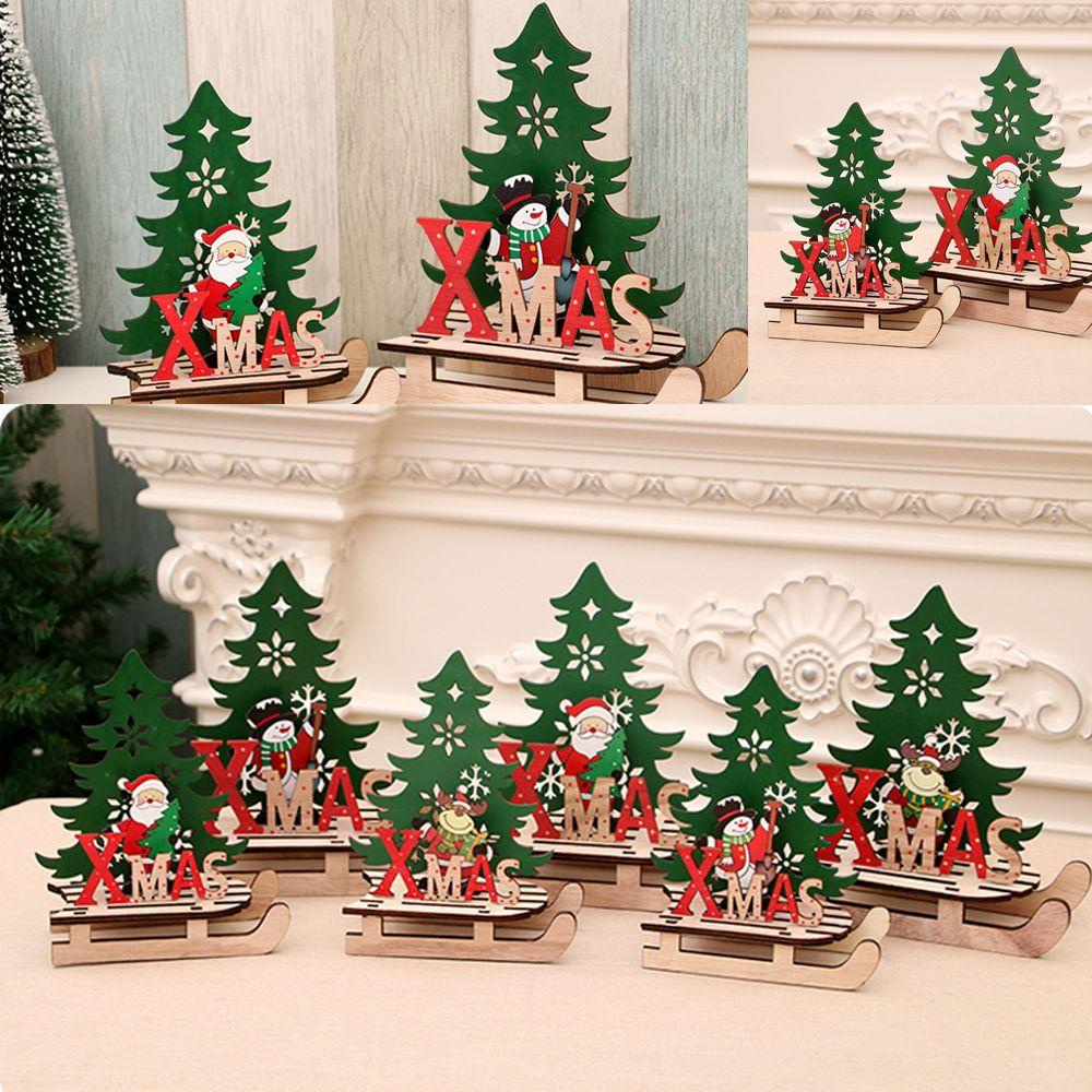 Phụ Kiện Trang Trí Năm Mới Bằng Gỗ Hình Ông Già Noel / Tuần Lộc / Người Tuyết