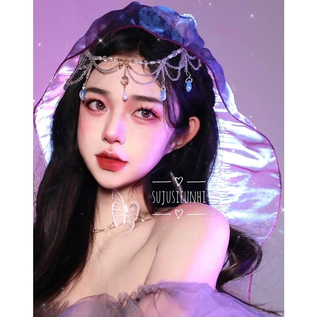 Vòng ngọc tua rua đeo đầu/trang trí trán cosplay cổ phong