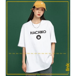 Áo thun tay lỡ HACHIKO dáng rộng unisex ( Đen, Trắng )