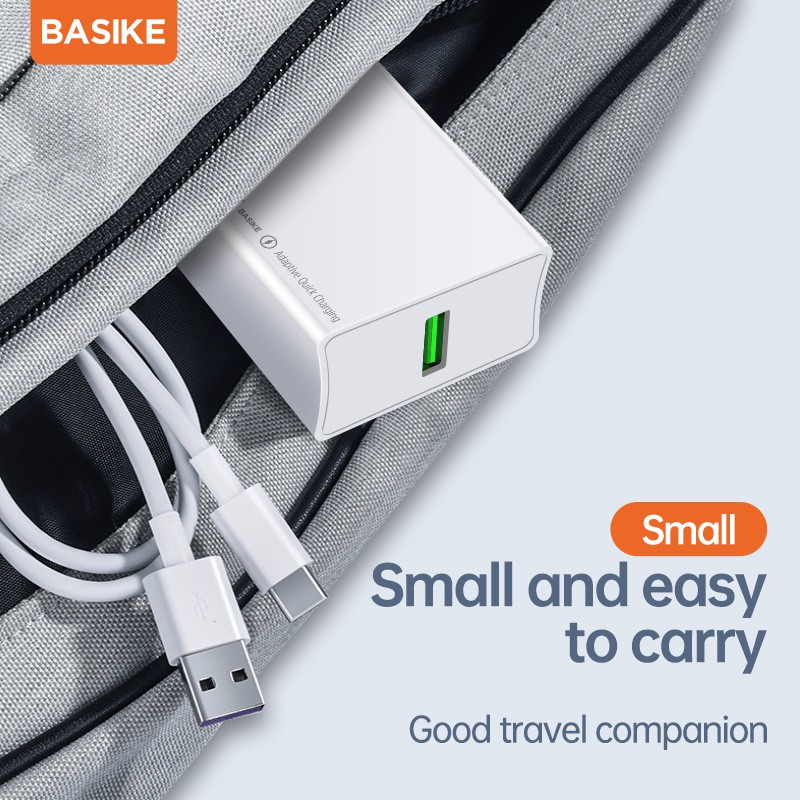Củ Sạc Nhanh BASIKE AS56 Mini 22.5W QC3.0 Cho iPhone HUAWEI Samsung
